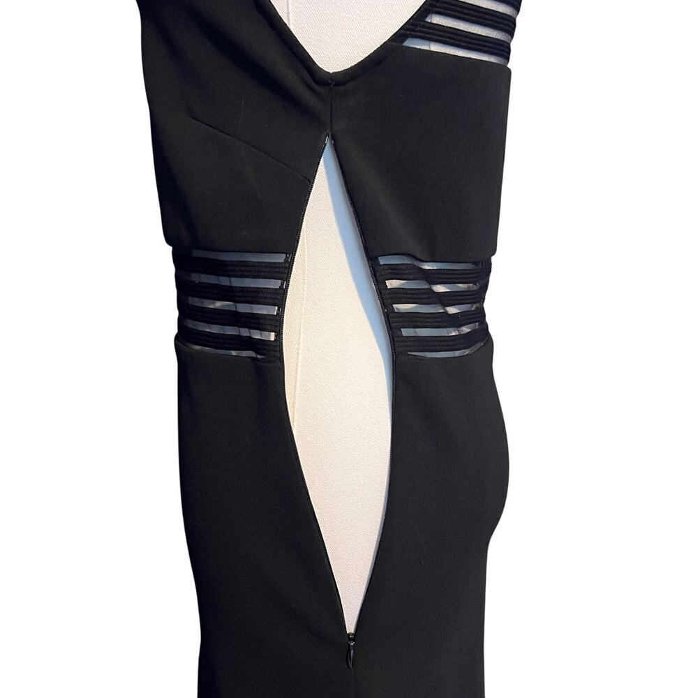 Lulu's Black Panel Dress. Round Neck, Sheer Panels, Fitted.  Size Small - Picture 3 of 5